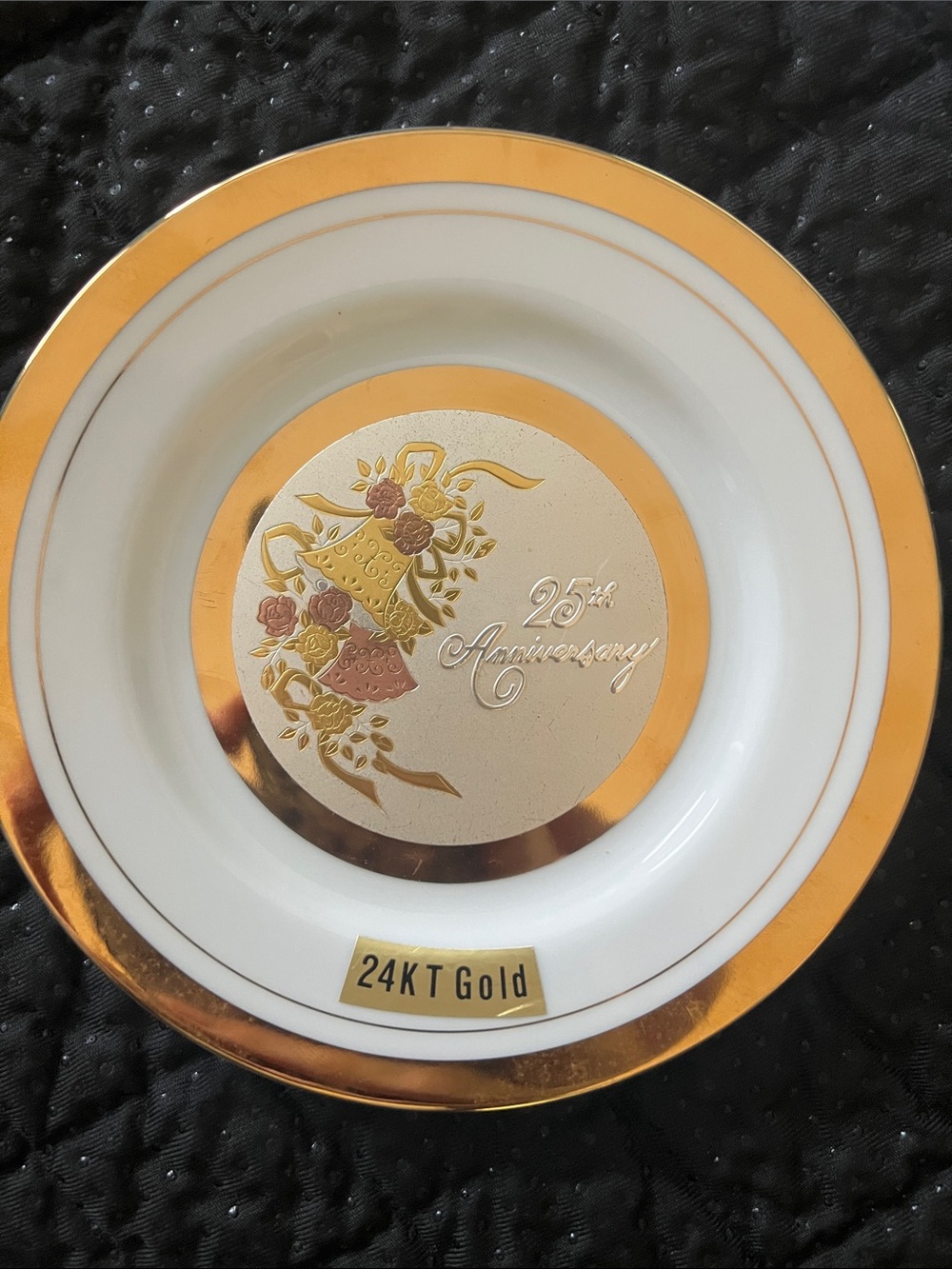 Vintage The 25th Anniversary Chokin Plate 24KT Gold Trim Japan Misprint